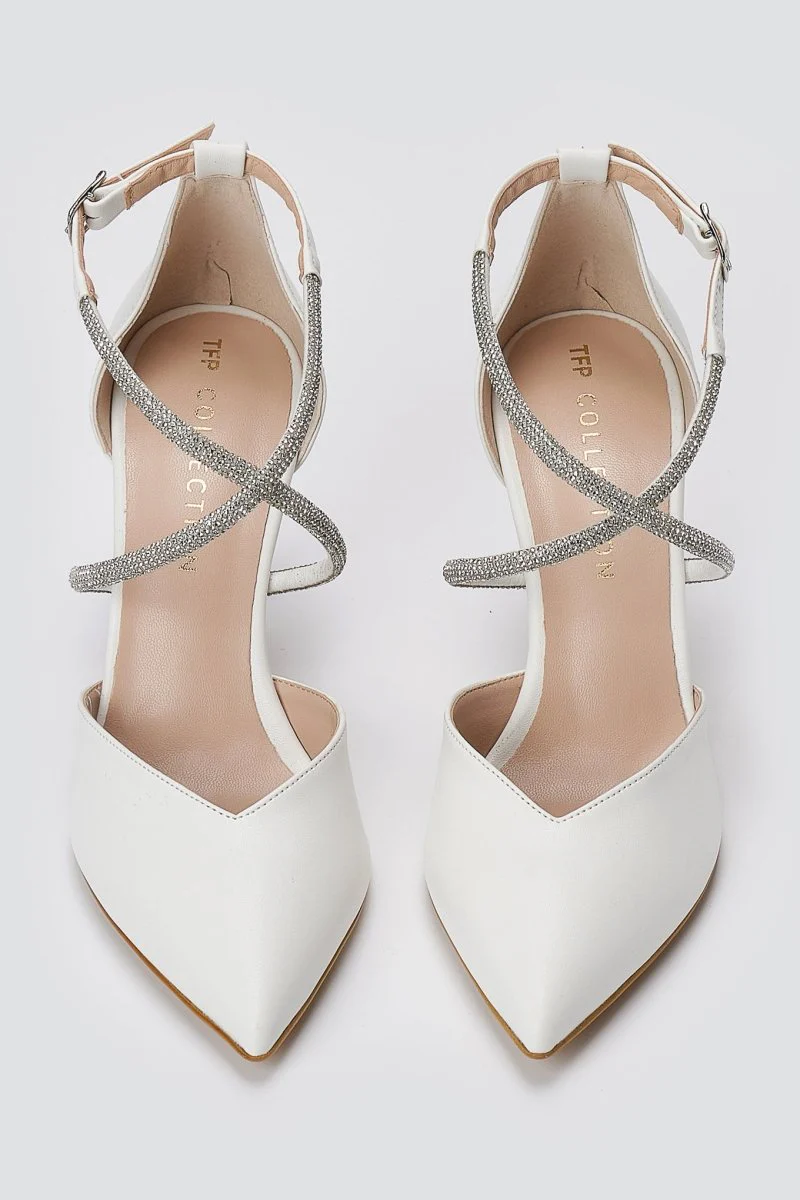 Pointed Toe Pumps - White Matte - Image 3