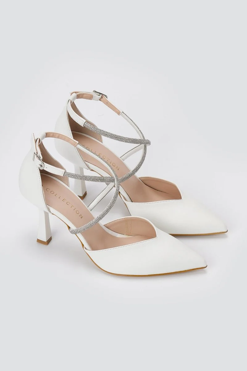 Pointed Toe Pumps - White Matte - Image 4