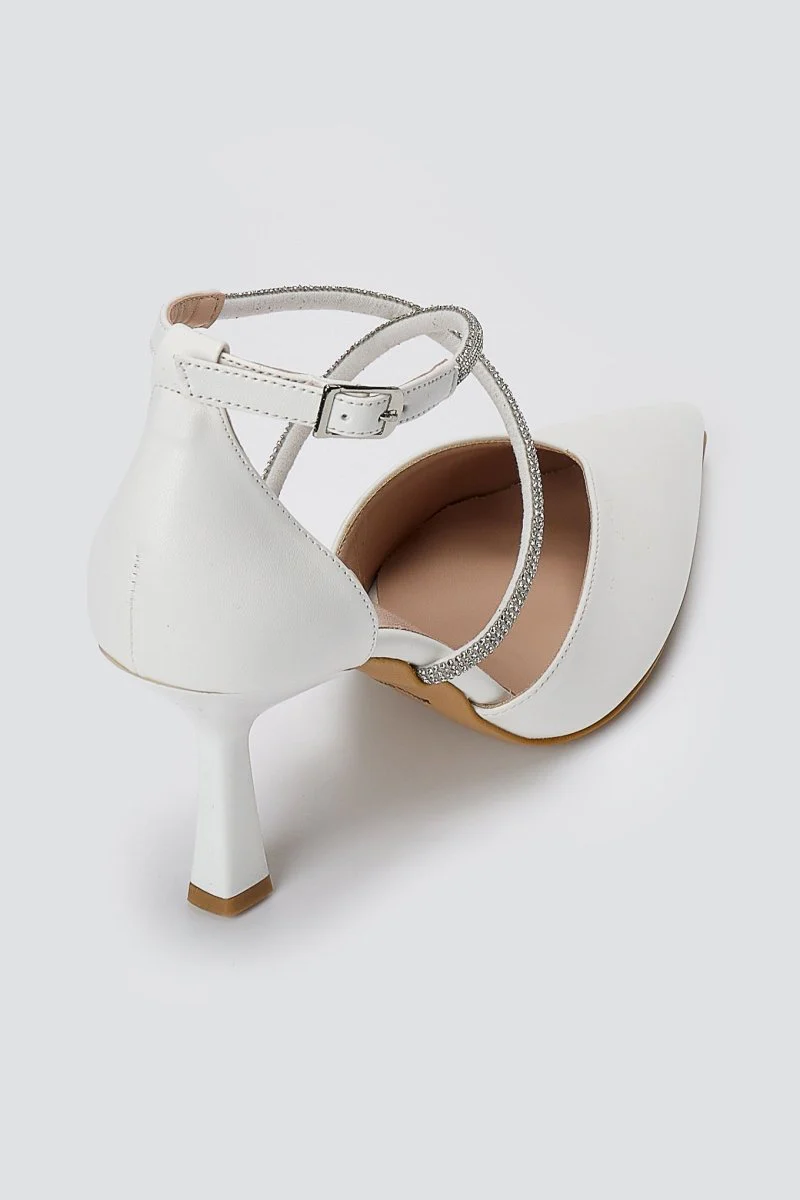 Pointed Toe Pumps - White Matte - Image 5