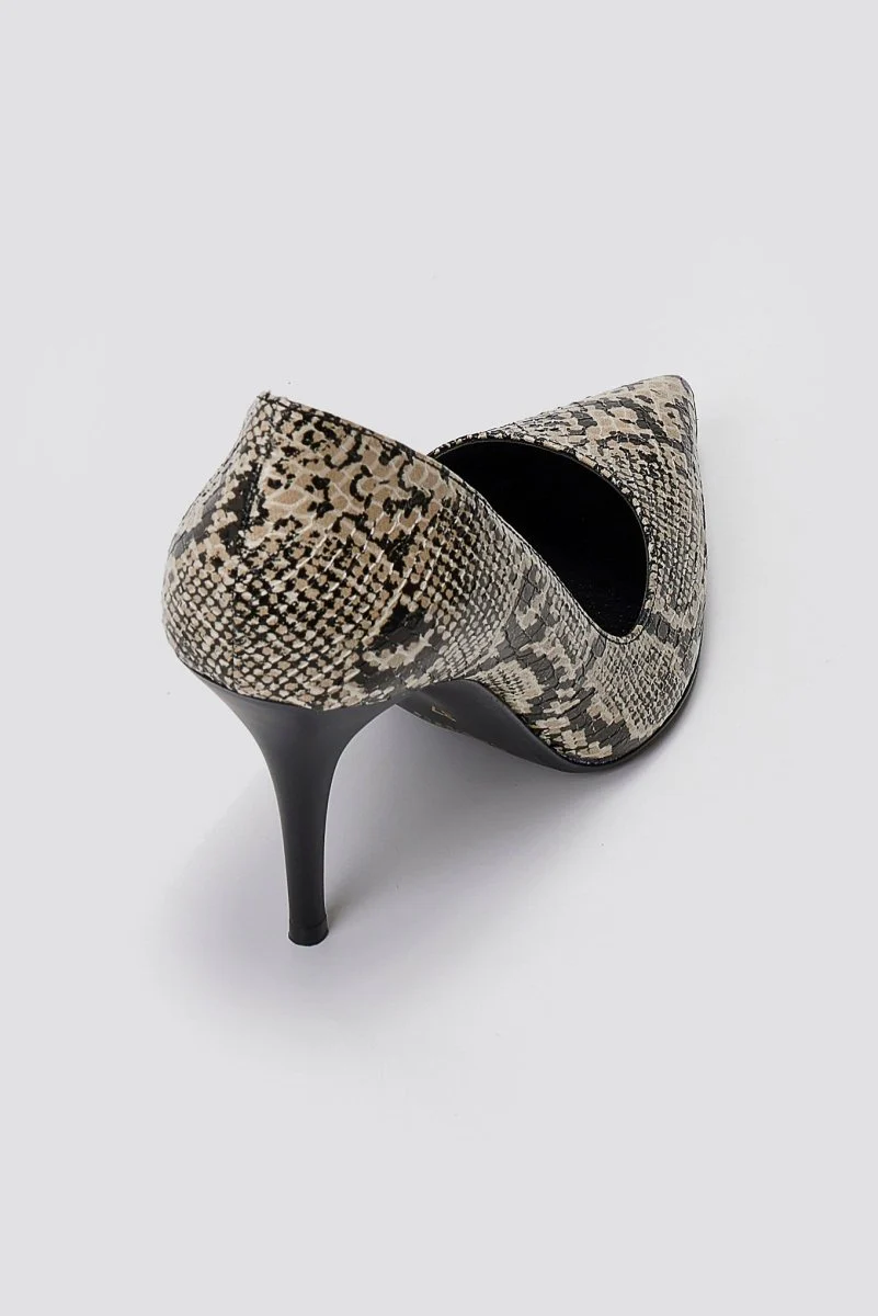Γόβες με Snake Print - Ιβουάρ Μαύρο Snake Print - Image 7