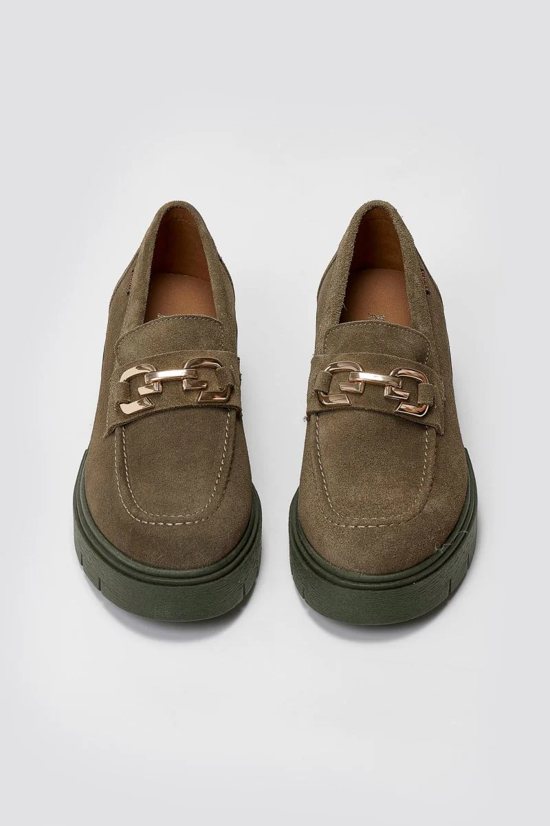 Σουέντ Δερμάτινα Loafers - Λαδί - Image 7
