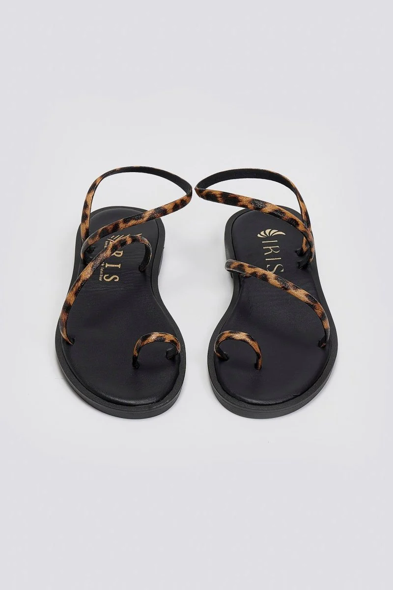 Δερμάτινα σανδάλια με animal print - Μαύρο - Image 5