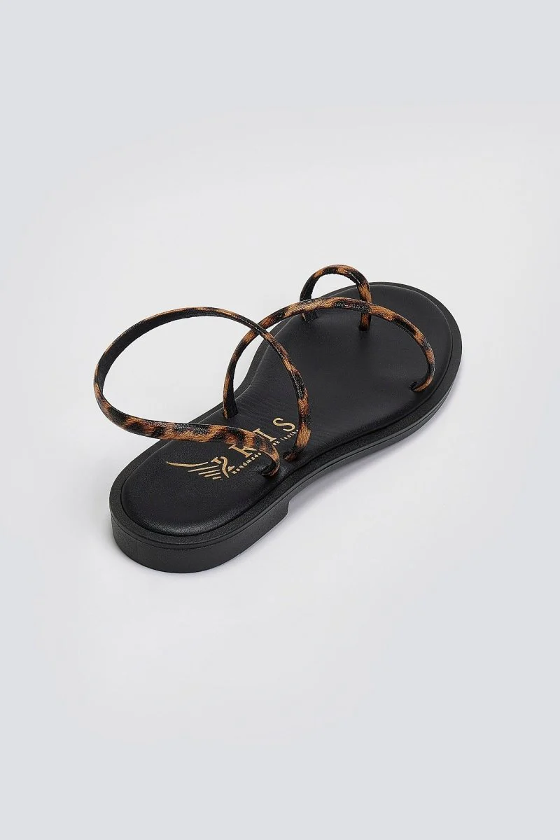 Δερμάτινα σανδάλια με animal print - Μαύρο - Image 7