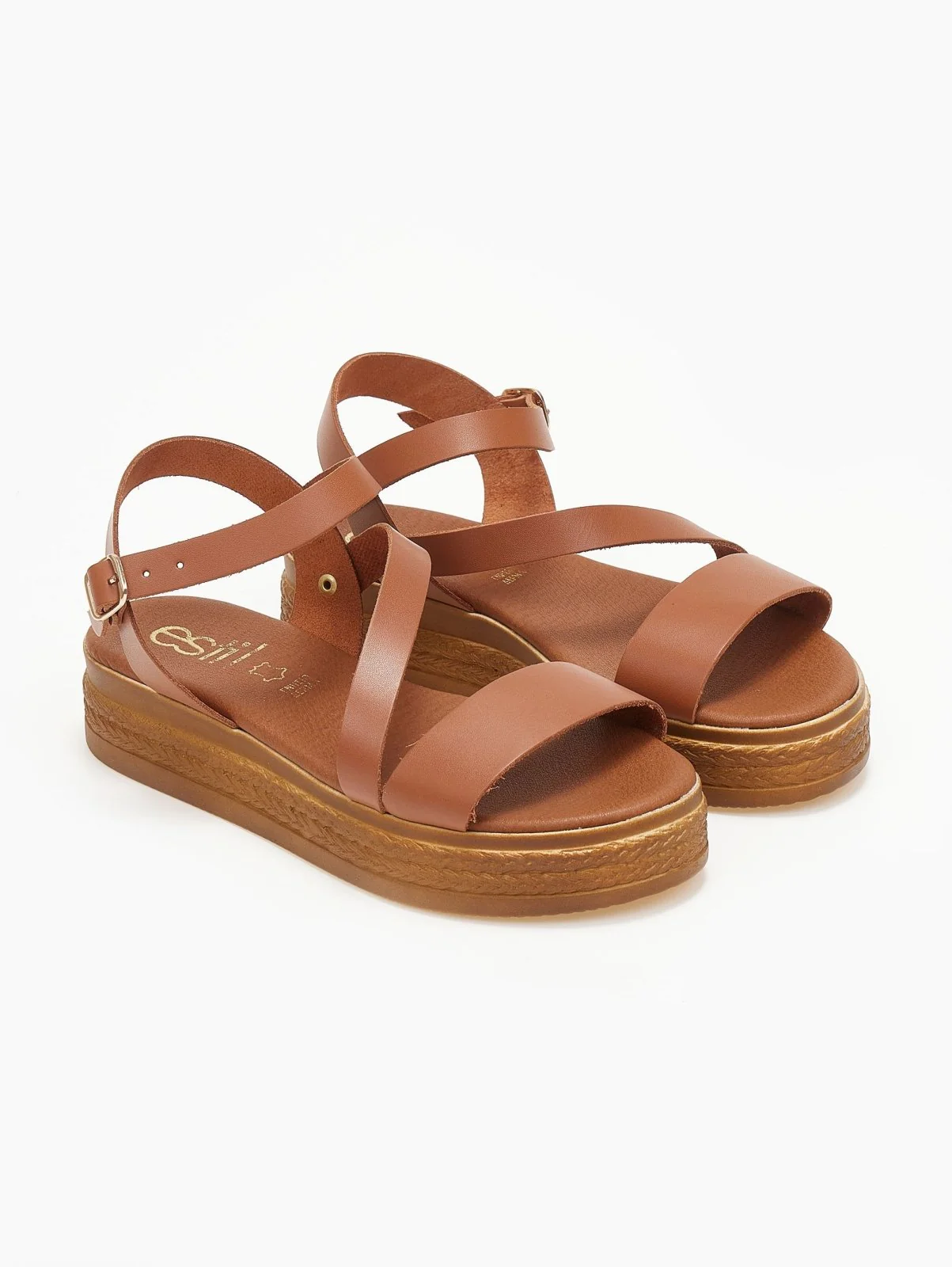 Δερμάτινα σανδάλια flatform - Ταμπά - Image 4