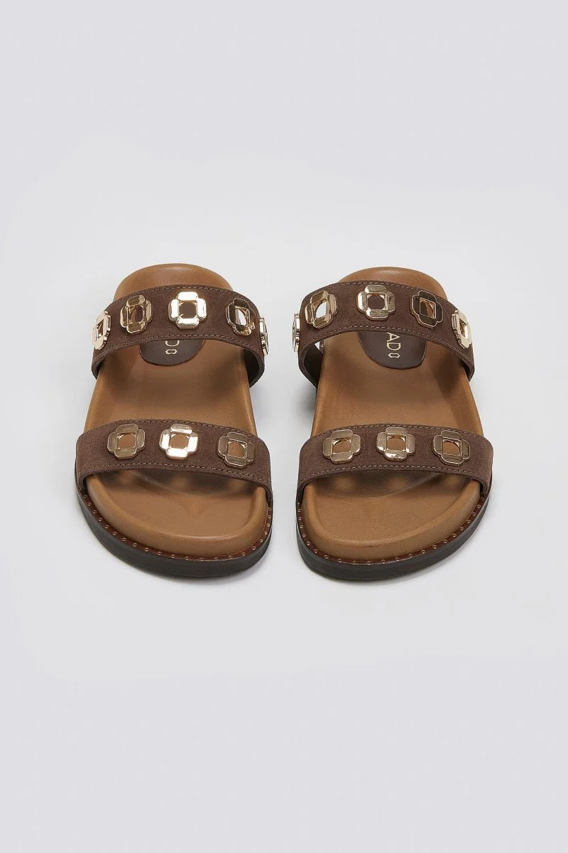 Δερμάτινα σανδάλια flatform - Καφέ - Image 3