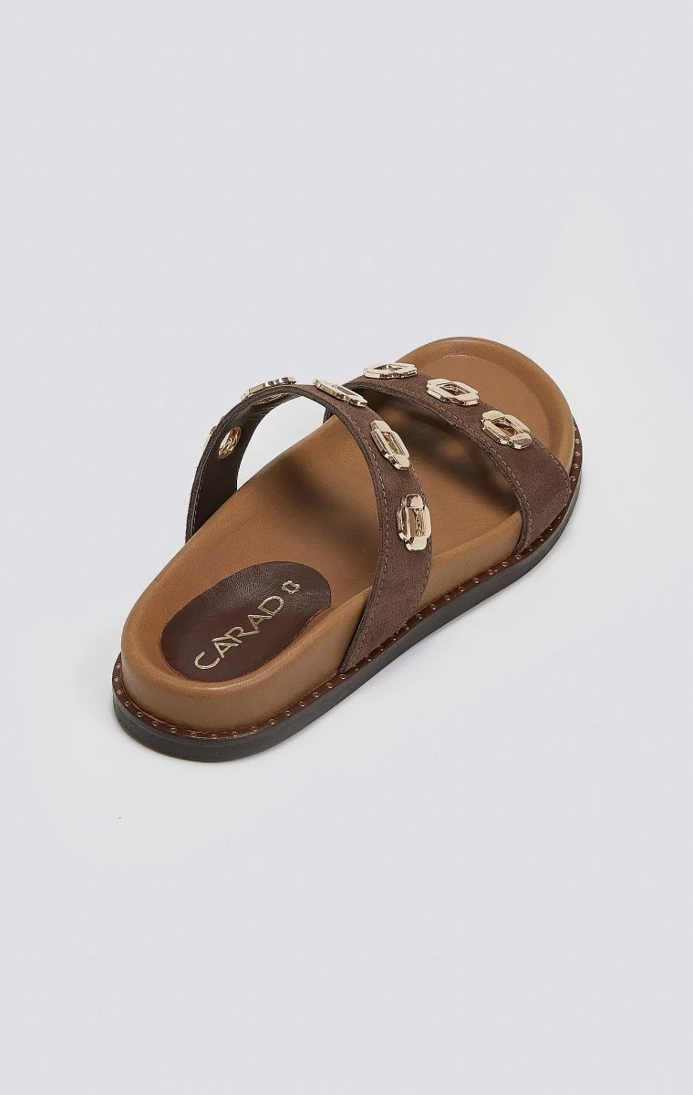 Δερμάτινα σανδάλια flatform - Καφέ - Image 4