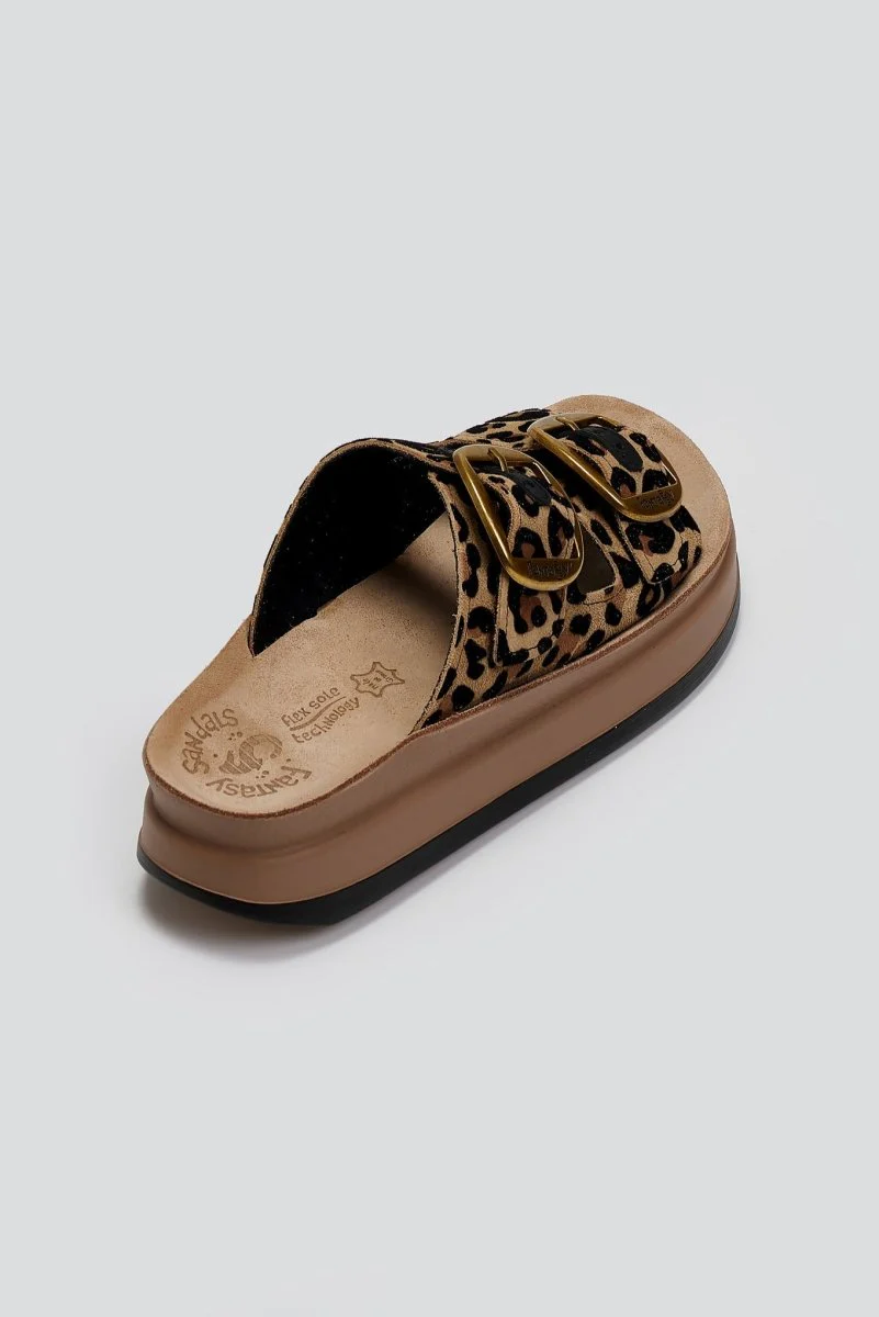Δερμάτινα σανδάλια flatform- λεοπάρ - Image 4