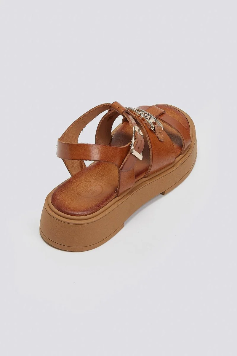 Δερμάτινα σανδάλια flatform - Ταμπά - Image 4