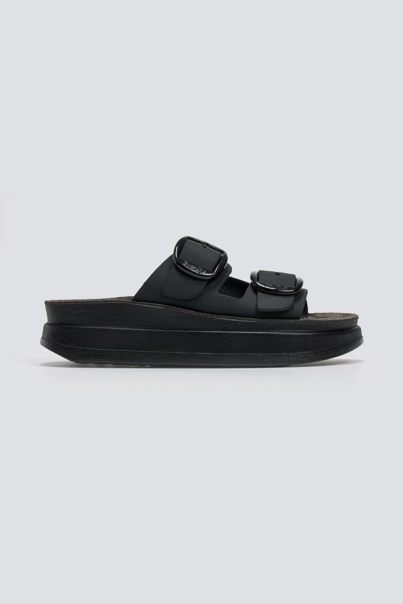 Δερμάτινα σανδάλια flatform - Μαύρο - Image 3