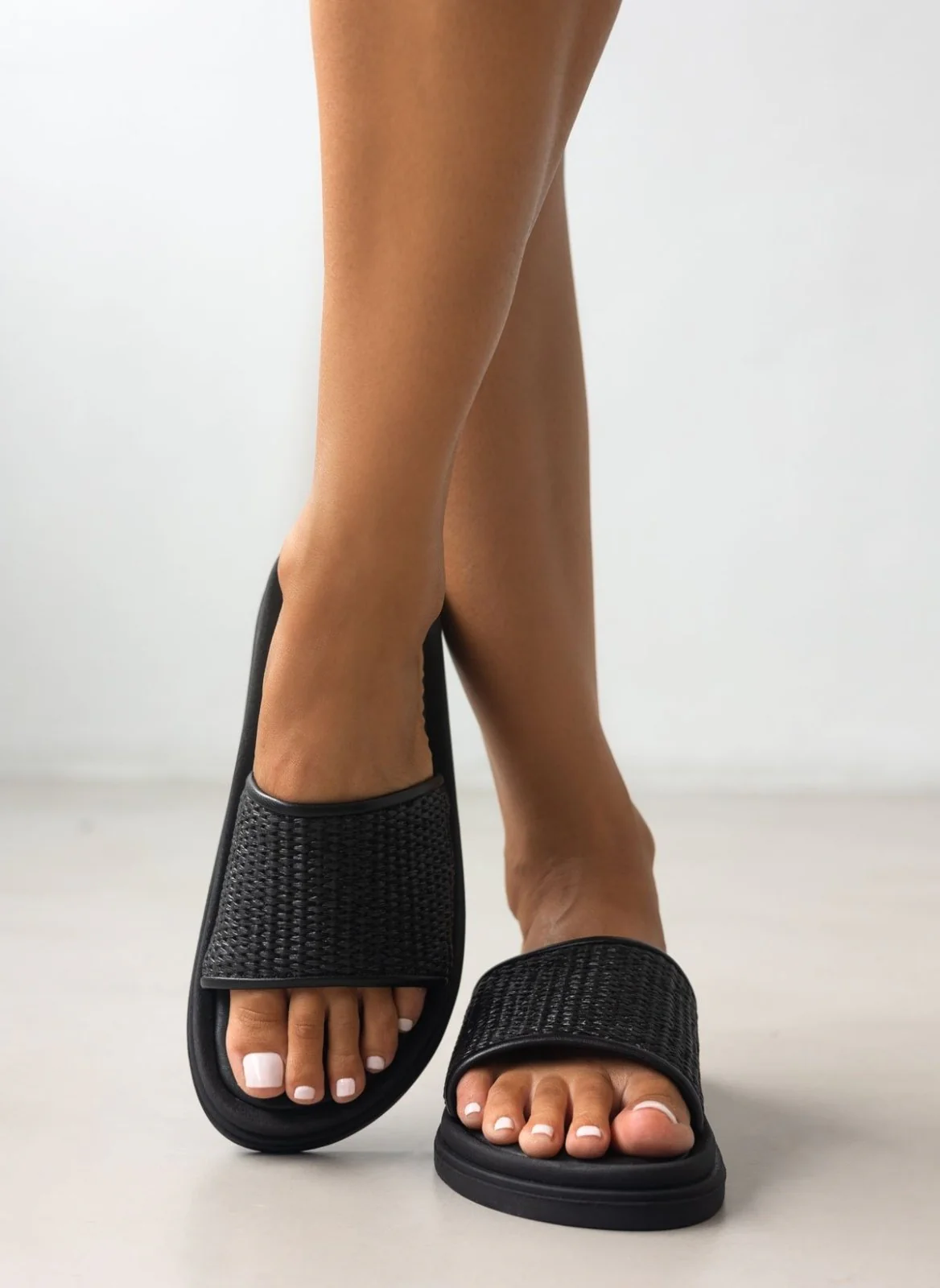 Σανδάλια με ψάθα Flatform - Μαύρο - Image 8