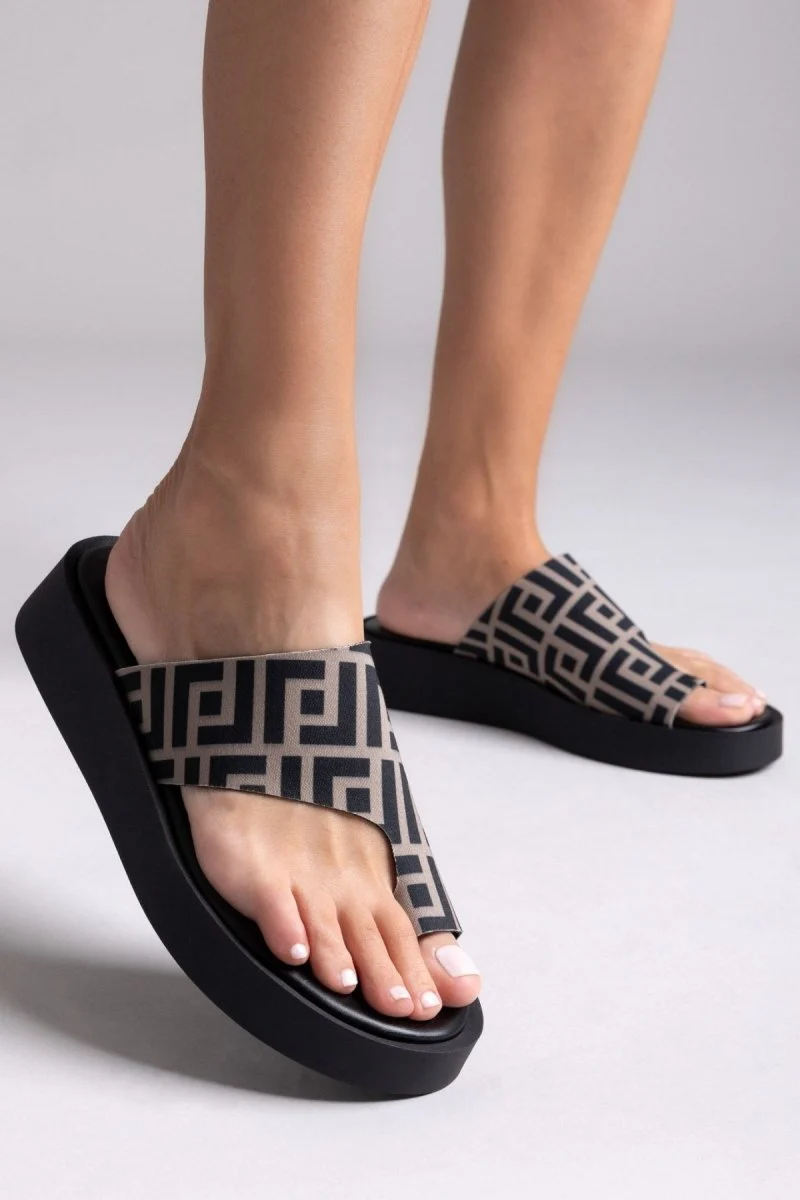 Flatform Σανδάλια με Print - Τάουπε - Image 6
