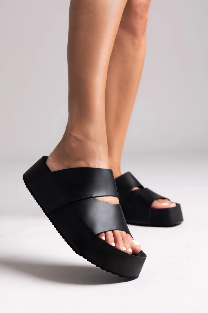 Σανδάλια Flatform με άνοιγμα - Μαύρο - Image 6