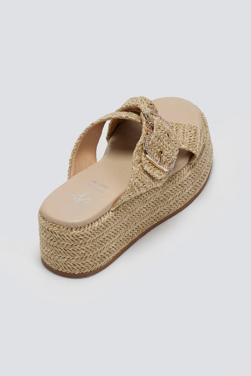 Σανδάλια flatform με χιαστί λουριά - Μπεζ - Image 4