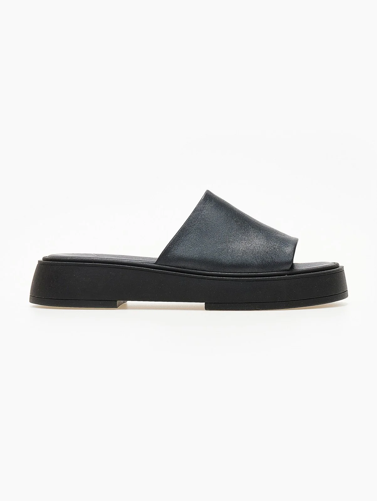Δερμάτινα σανδάλια flatform με φαρδιά φάσα - Μαύρο - Image 4