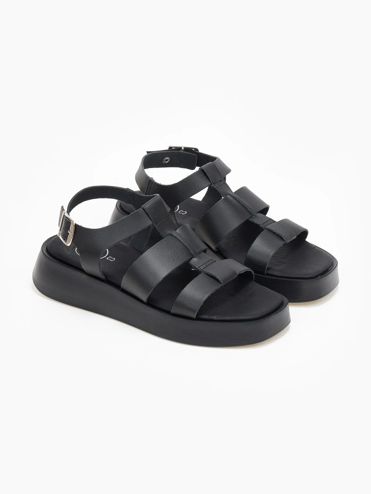 Δερμάτινα σανδάλια flatform gladiator - Μαύρο - Image 2