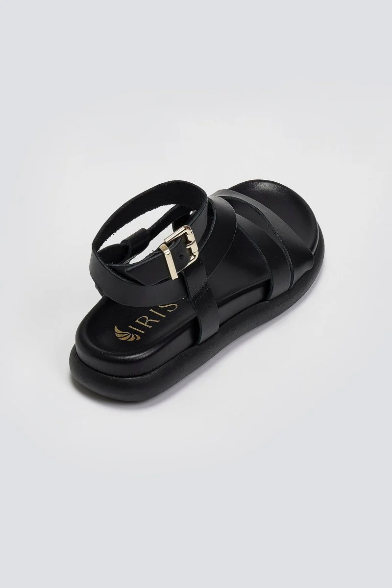 Δερμάτινα Flatform Σανδάλια - Μαύρο - Image 6