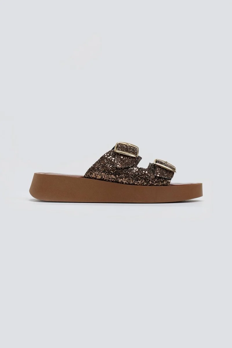 Σανδάλια με γκλίτερ Flatform - Χαλκός - Image 4