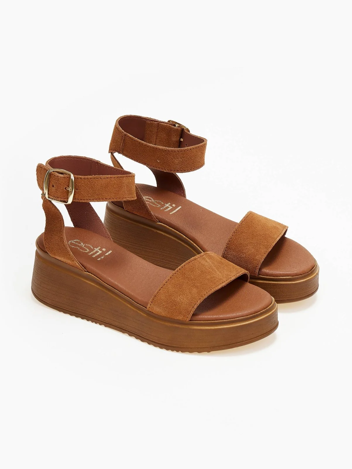 Suede flatforms με μπαρέτα - Ταμπά - Image 4