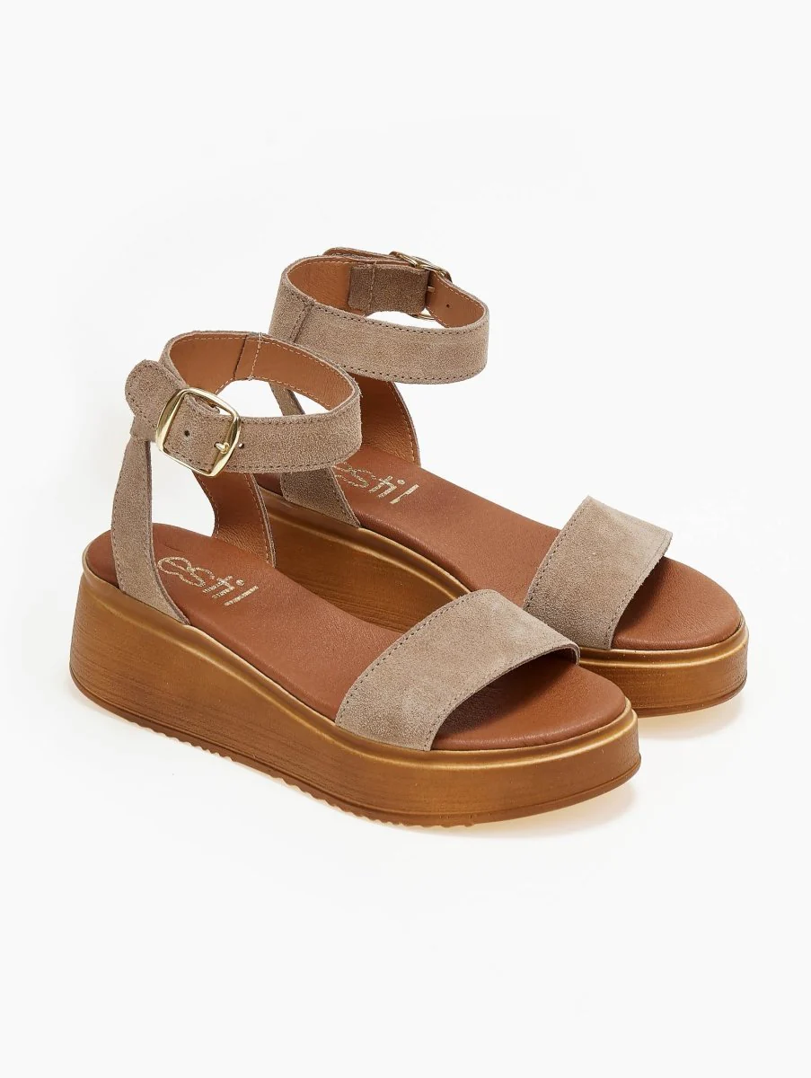 Suede flatforms με μπαρέτα - Τάουπε - Image 6