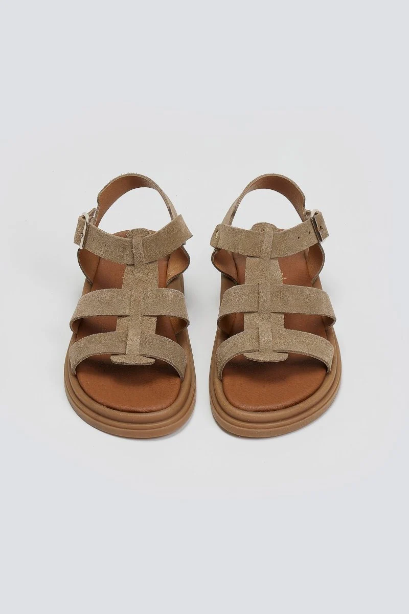 Δερμάτινα suede σανδάλια gladiator - Τάουπε - Image 5