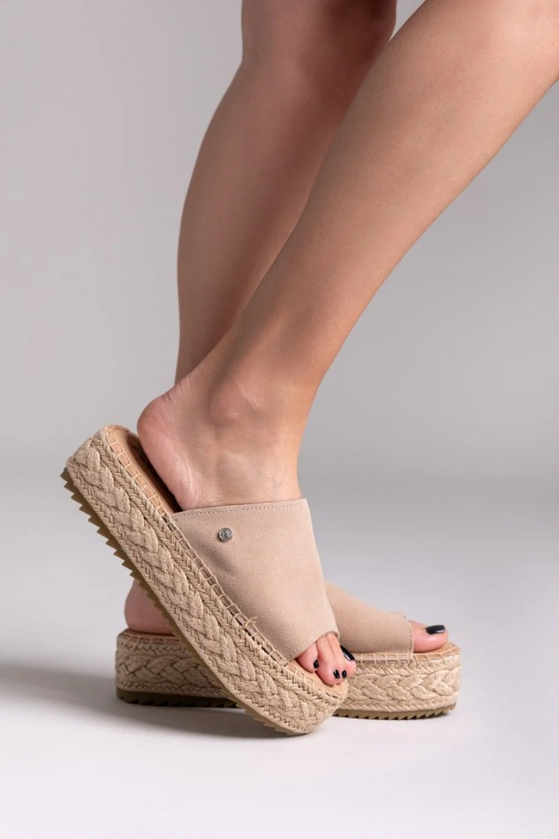 Σουέντ Flatform σανδάλια - Μπεζ - Image 7
