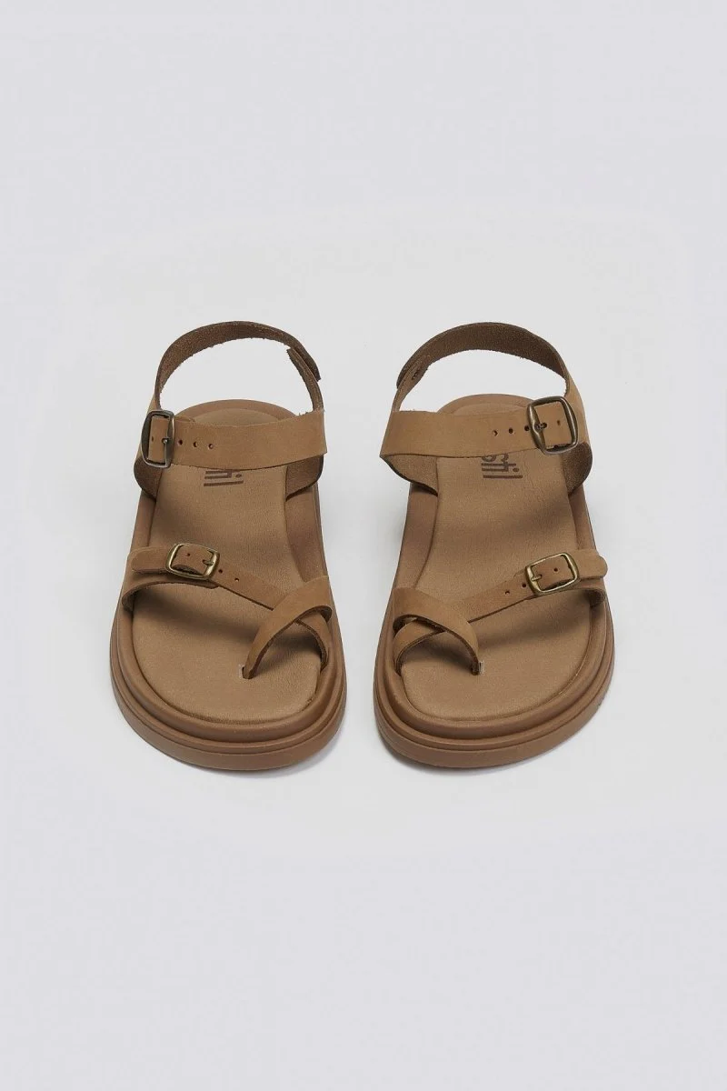 Σανδάλια nubuck με λουράκι  - Κάμελ - Image 2