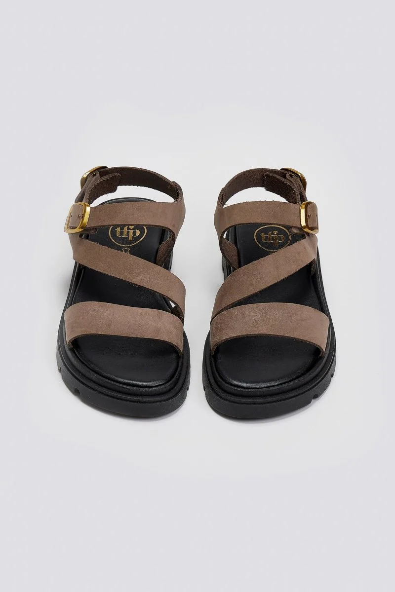 Σανδάλια nubuck με λουράκι - Τάουπε - Image 5