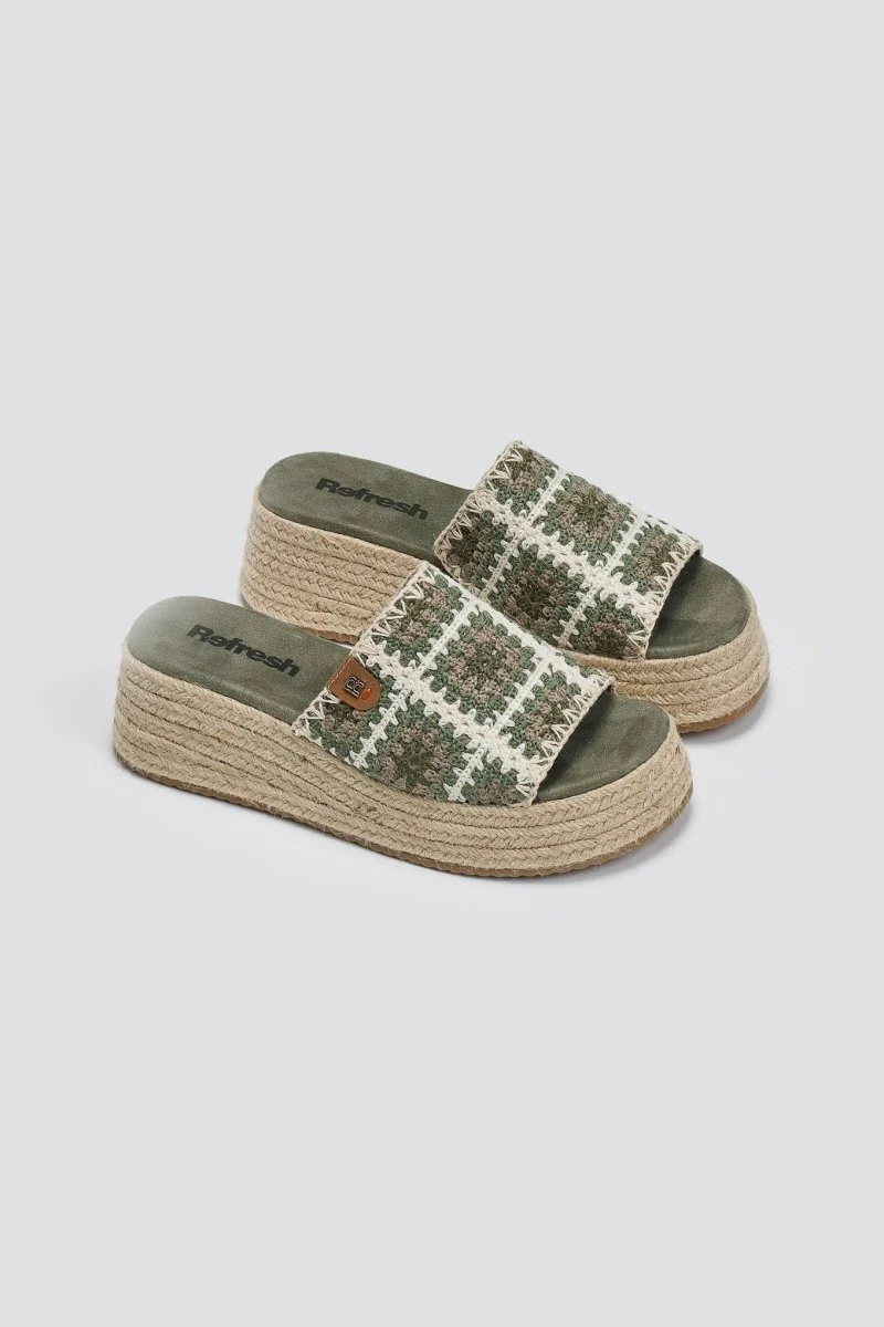 Σανδάλια Flatform με πλεκτό σχέδιο - χακί - Image 2