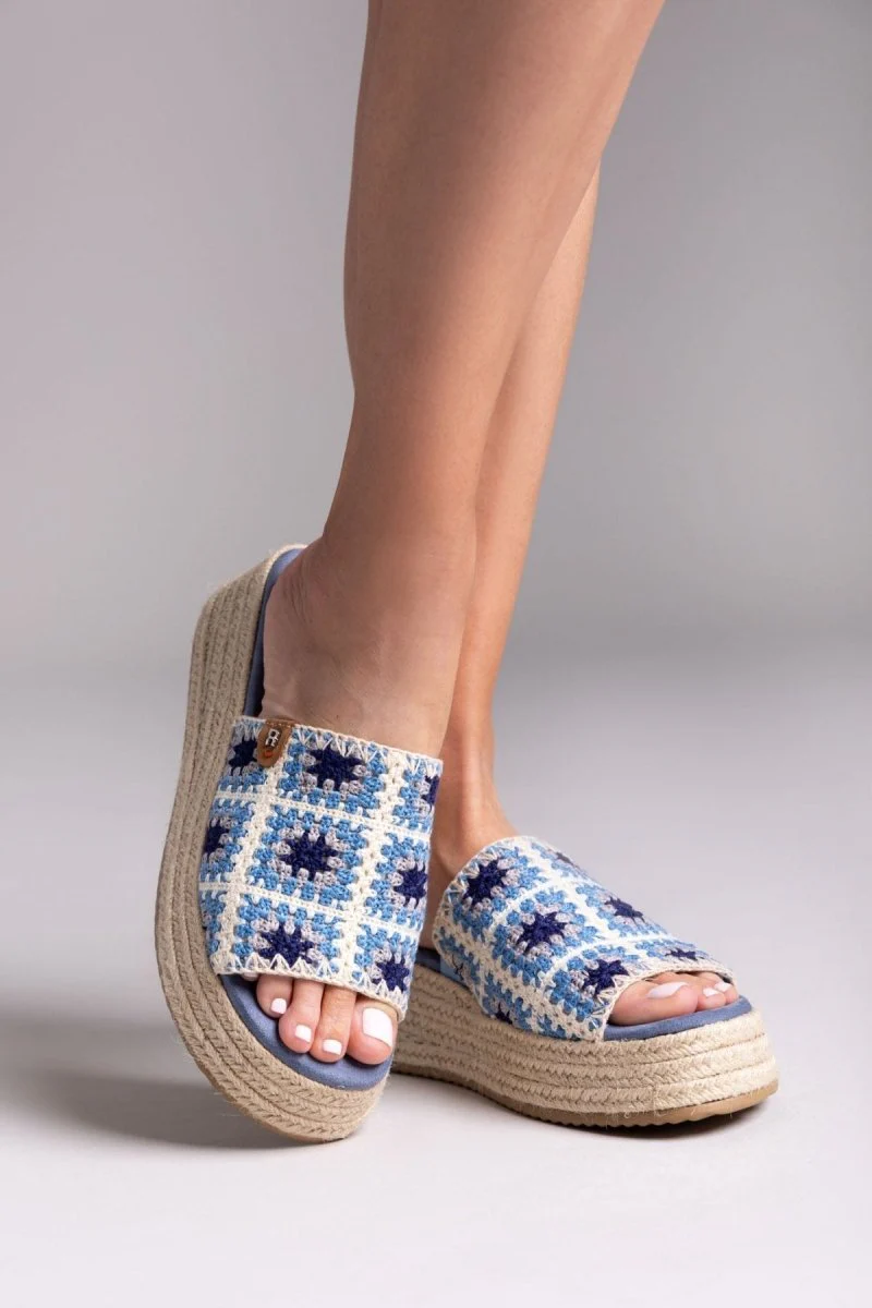 Σανδάλια Flatform με πλεκτό σχέδιο - Μπλε τζιν - Image 7