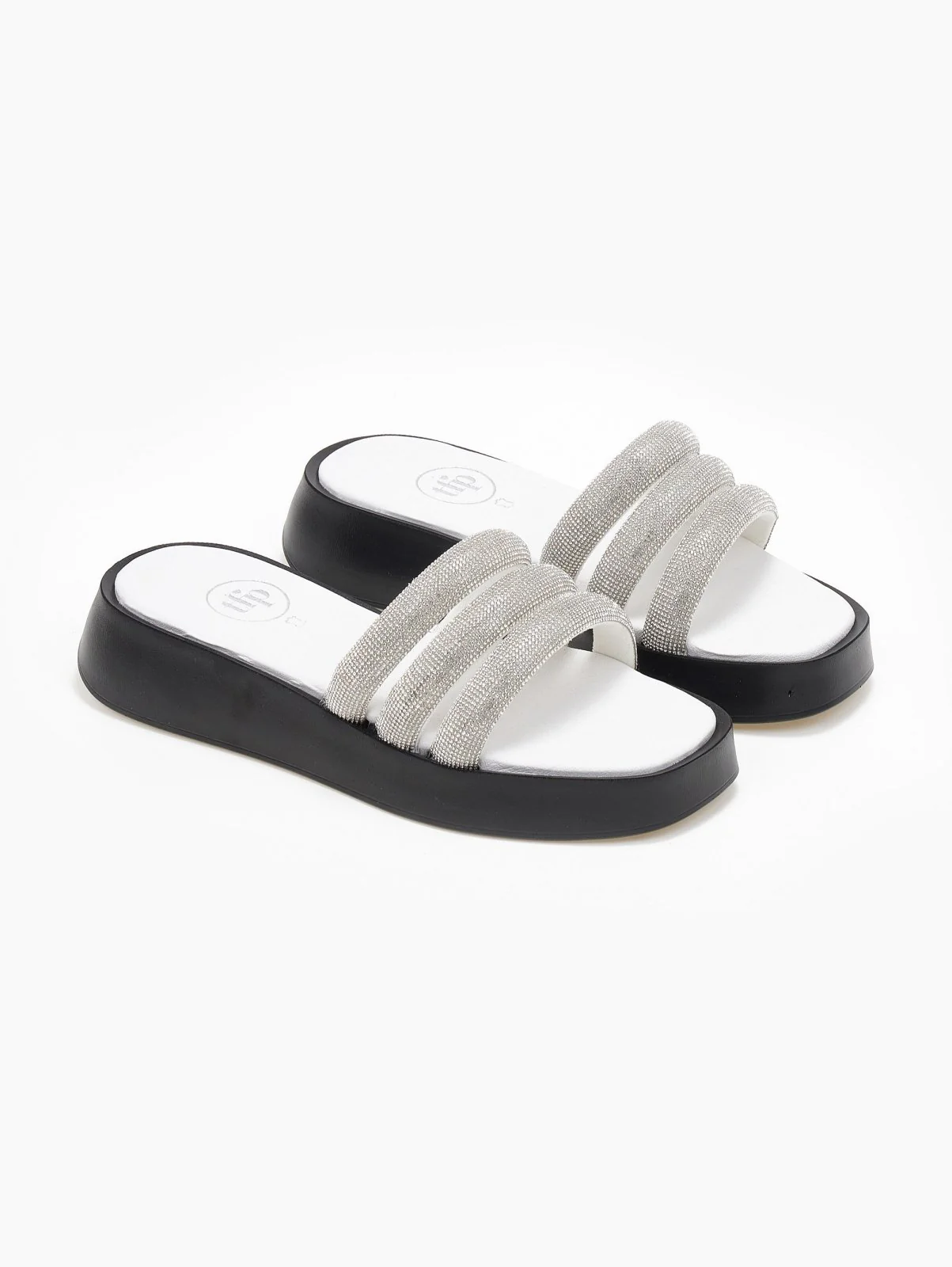 Σανδάλια Flatform με στρας - Λευκό - Image 3