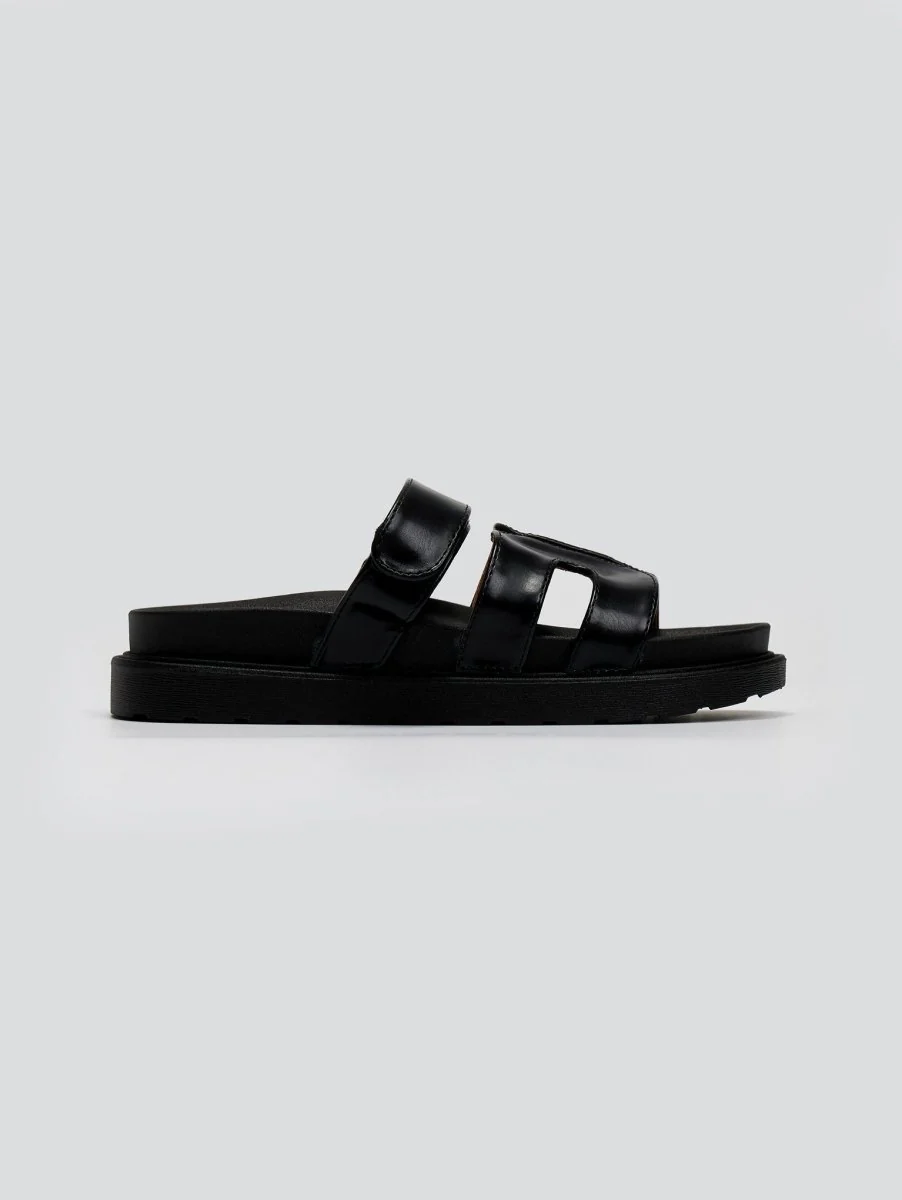 Σανδάλια Flatform με Velcro - Μαύρο