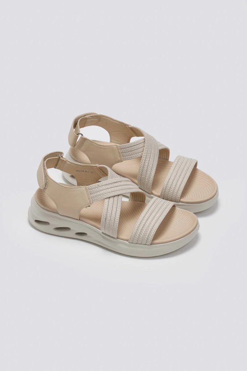 Sporty σανδάλια με velcro - Μπεζ - Image 4