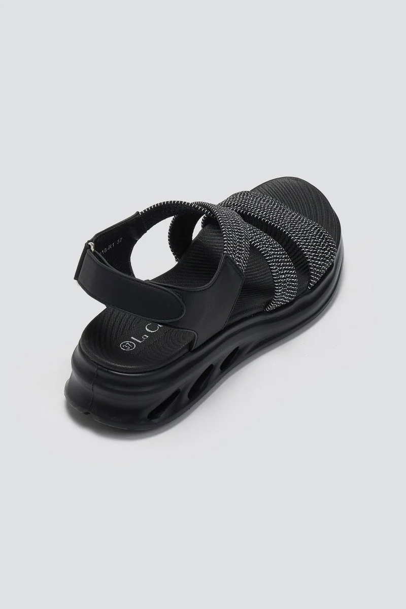 Sporty σανδάλια με velcro - Μαύρο - Image 3