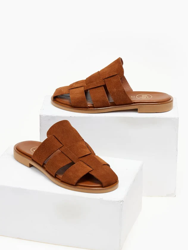 Suede σανδάλια fisherman - ταμπά - Image 7