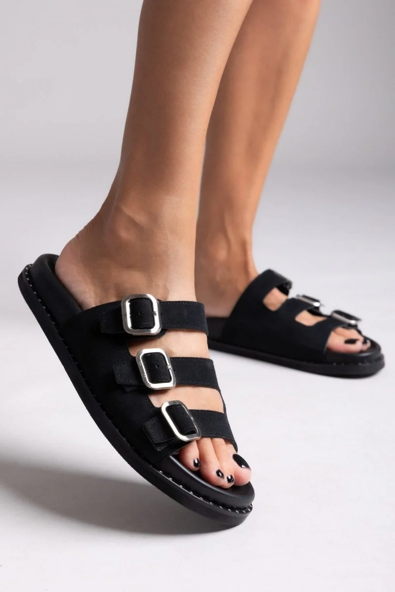 Σουέντ flatform σανδάλια - Μαύρο - Image 7