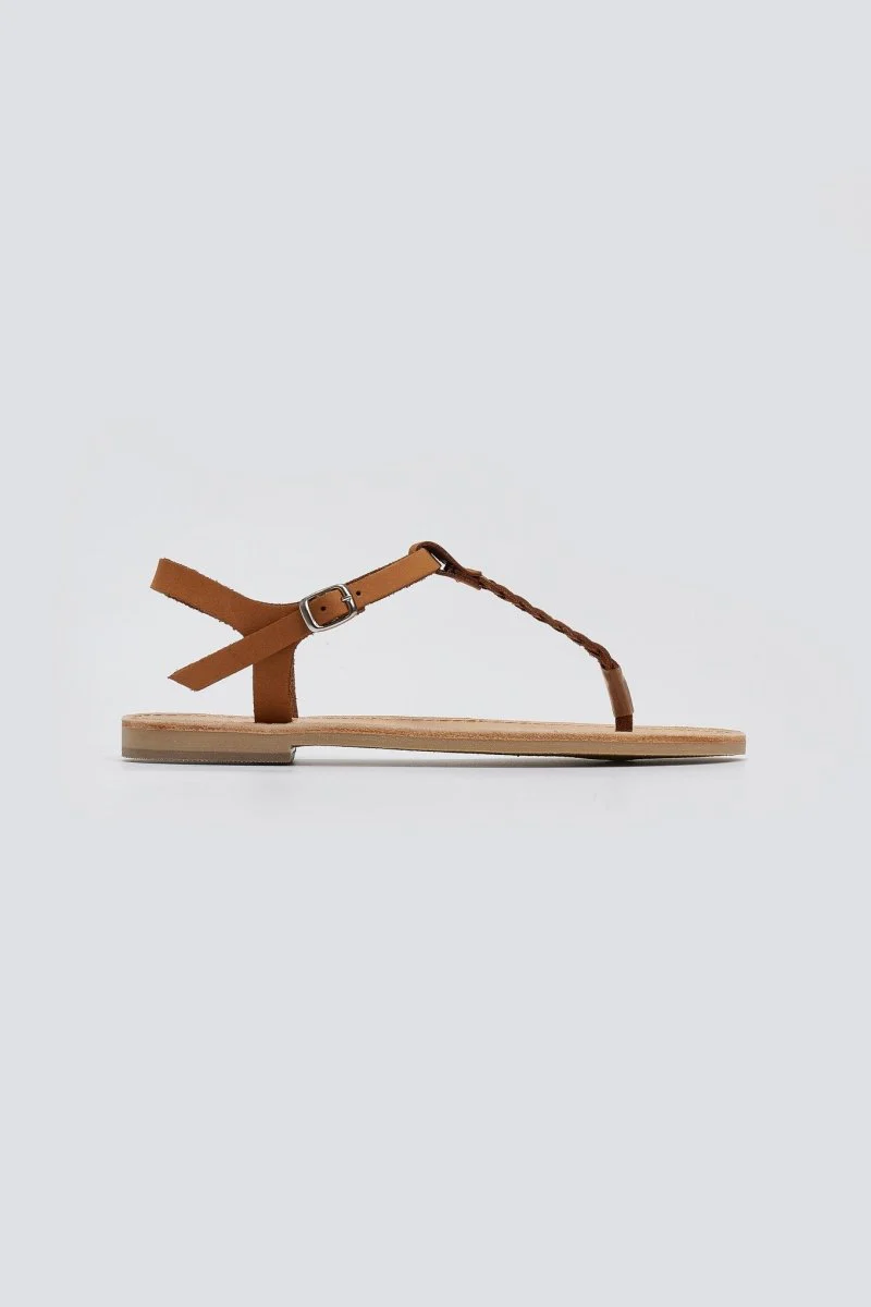 Σανδάλια suede με κάθετο λουράκι Tfp - Μπεζ - Image 8