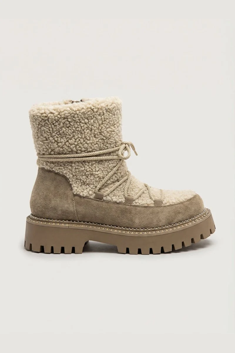 Μποτάκια με Επένδυση Shearling - Καφέ Σουέτ - Image 2