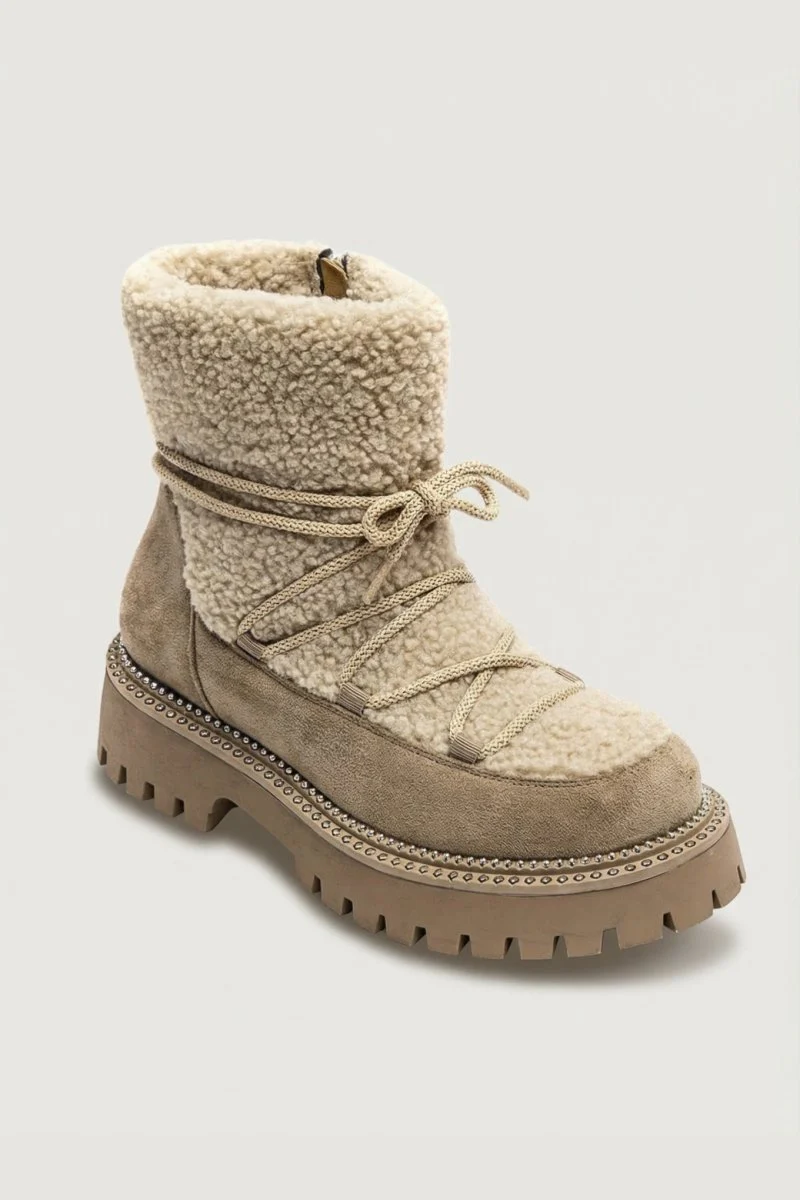 Μποτάκια με Επένδυση Shearling - Καφέ Σουέτ - Image 3