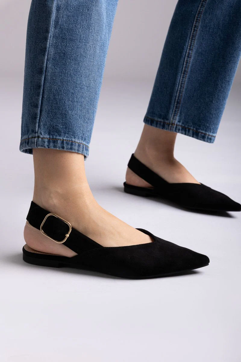 Μπαλαρίνες Slingback - Μαύρο Σουέντ - Image 2