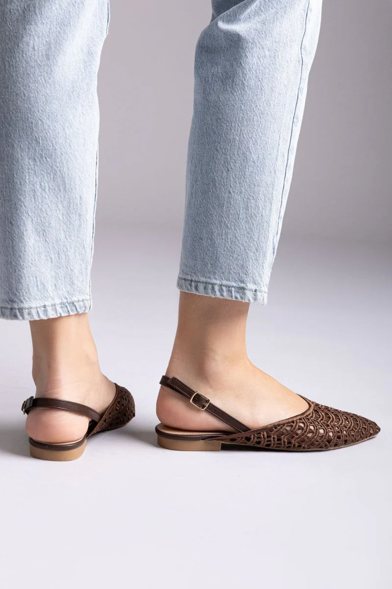 Μπαλαρίνες Slingback - Καφέ Ματ - Image 4