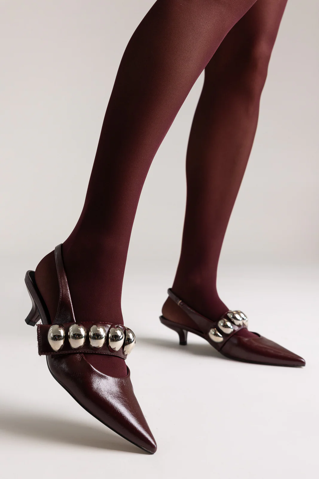 Γόβες Slingback - Μπορντώ Σπαστό Λουστρίνι - Image 2