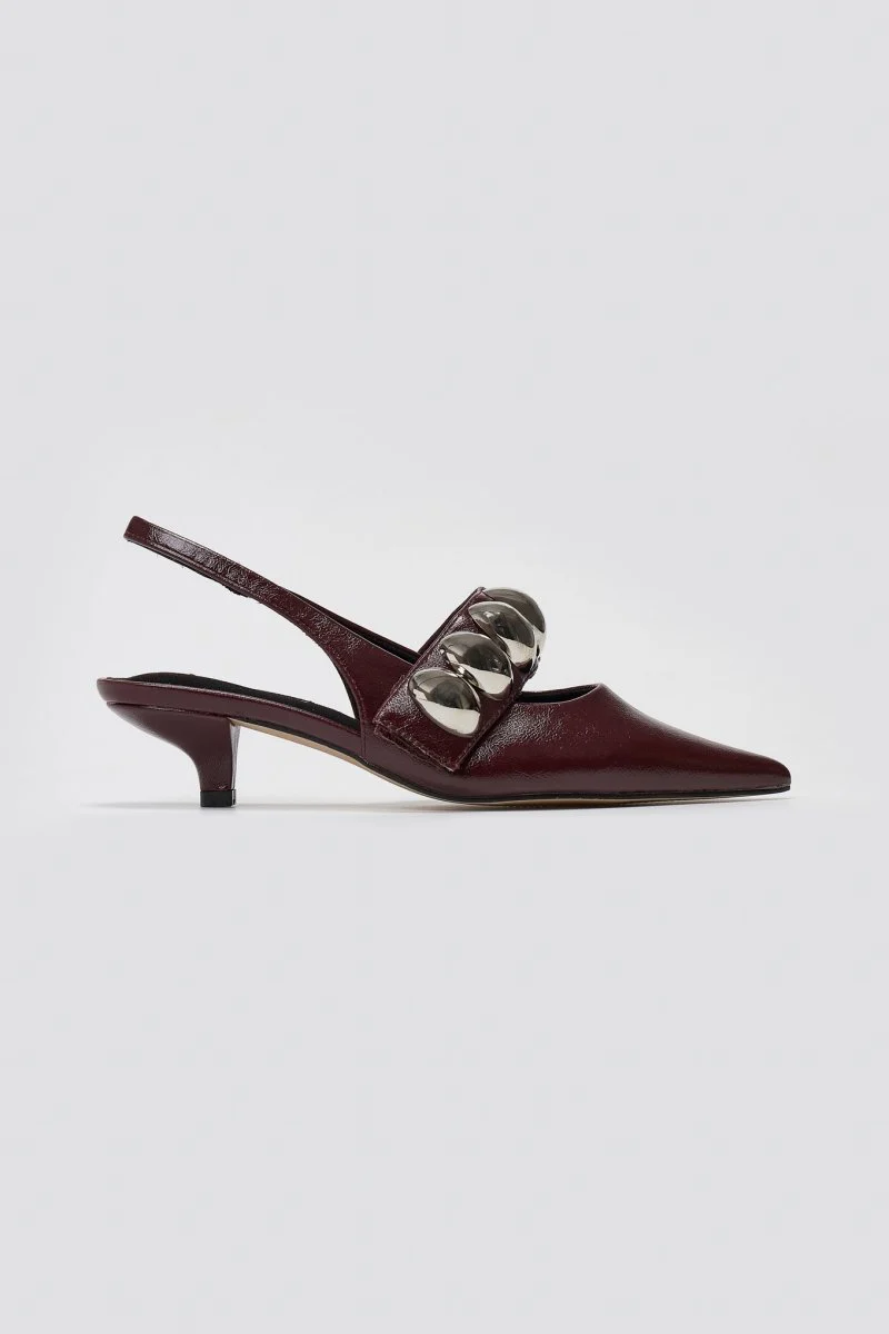 Γόβες Slingback - Μπορντώ Σπαστό Λουστρίνι - Image 3