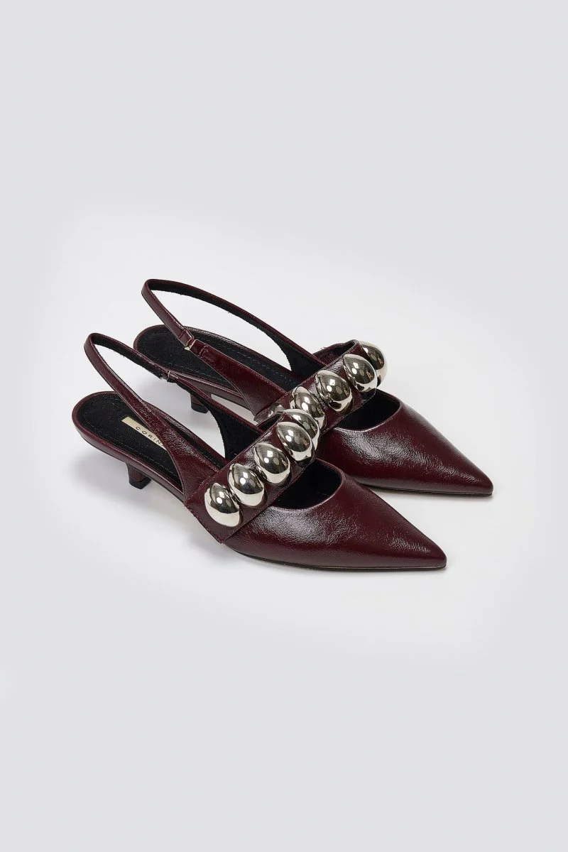 Γόβες Slingback - Μπορντώ Σπαστό Λουστρίνι - Image 8