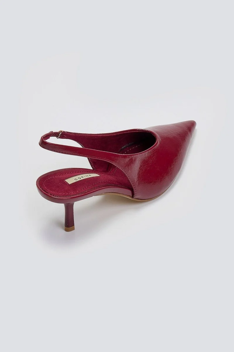 Γόβες μυτερές Slingback - Μπορντώ - Image 4