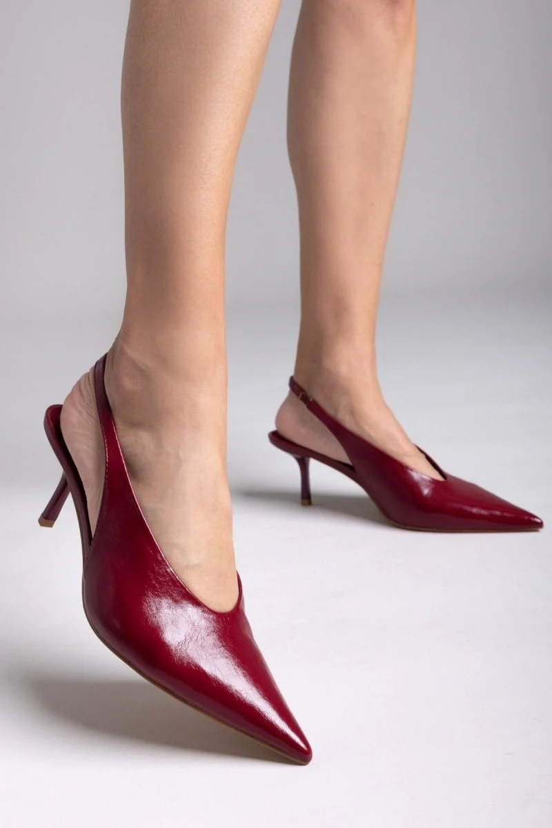 Γόβες μυτερές Slingback - Μπορντώ - Image 7