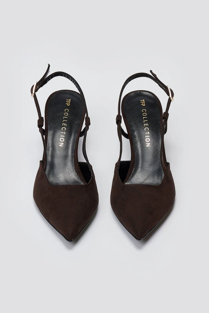 Γόβες Slingback Kitten Heel - Καφέ Σουέντ - Image 8