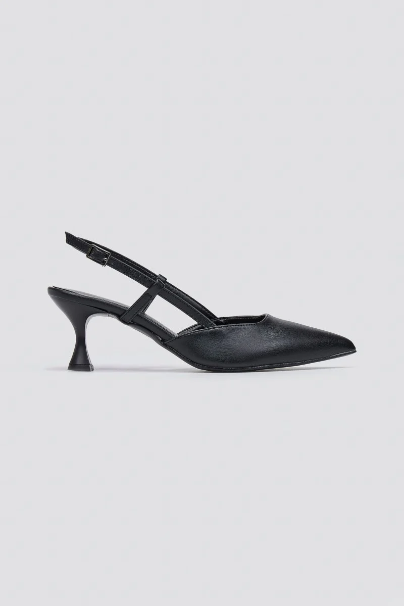 Γόβες Slingback Kitten Heel - Μαύρο Ματ - Image 3
