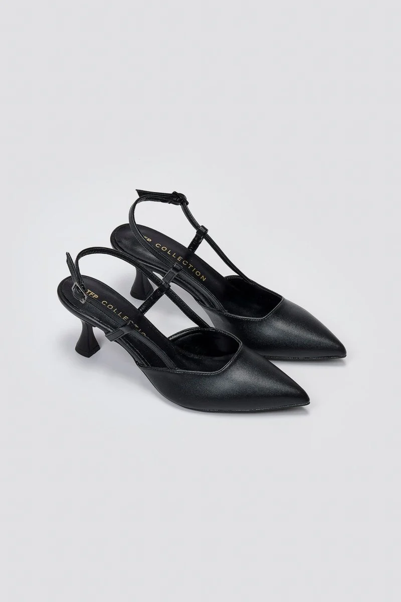 Γόβες Slingback Kitten Heel - Μαύρο Ματ - Image 4