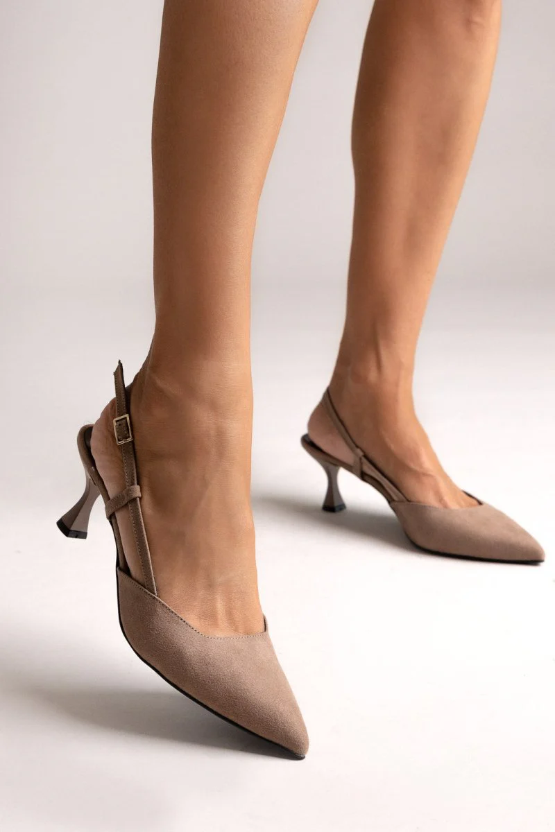 Γόβες Slingback Kitten Heel - Τάουπε Σουέντ - Image 5
