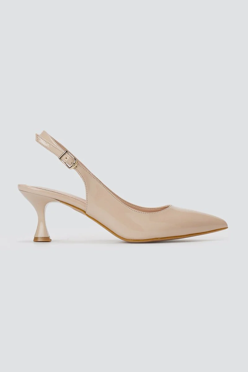 Γόβες Slingback Kitten Heel - Μπεζ Λουστρίνι - Image 2